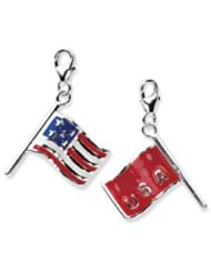Amore Sterling 3-D Enamel American Flag Theme Charm