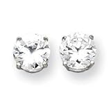 14k White Gold 8mm Moissanite Round Earring - JewelryWeb