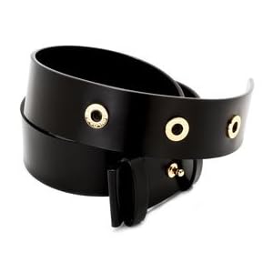 Buy Ladies Triple Studs Black Leather Belt: Black Leather Gold by Bulgari