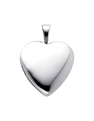 14K White Gold Heart Locket Pendant (0.65" Inches or 16mm)