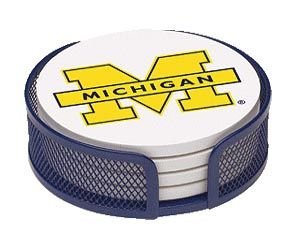 Absorbent Coaster Gift Set University of Michigan - Coordinating Holder Included