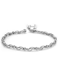 14k Solid White Gold 12 Pc 0.19cttw Diamond Bracelet