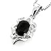 Rhodium Plated 925 Sterling Silver Black Sapphire
