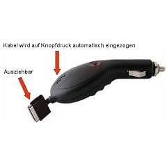 Original Trendline24 KFZ-Ladekabel (ausziehbar) für Apple iPhone 3G S / 3GS - inkl. samtweichem Transportbeutel