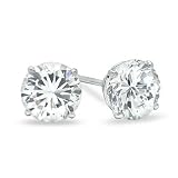 Real 14K Solid White Gold 6mm CZ Cubic Zirconia Stud Earrings Brand New With Free Gift Box !!!!!!!!!!