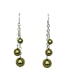 Earrings - E31 - Swarovski Crystal Pearls - Triple Dangle ~ Olive Green