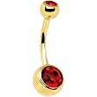 Gold Plated Red Press Fit Double Gem Belly Ring