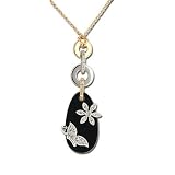 14K Two Tone Gold Onyx & Diamond Necklace