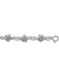 Sterling Silver Plumeria Flower Charm Bracelet