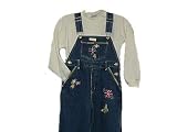 Girls Sizes 4/ 5/ 6/ 6X Denim Embroidered Bib Pocket Overall 2 Piece Set. (Prepack=24 Sets Assorted Sizes/Emb. Designs, Each $8.00)