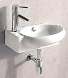 ELANTI EC9888-R Porcelain White Wall-Mounted Oval Right-Facing Sink