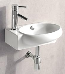 ELANTI EC9888-R Porcelain White Wall-Mounted Oval Right-Facing Sink