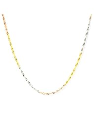 De Buman Sterling Silver Three-tone 18-inch Singapore Chain