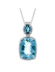 Blue Topaz Necklace in 925 Sterling Silver
