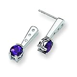 Sterling Silver Amethyst and Diamond Earrings (Pair)