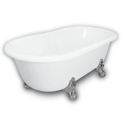 American Bath Factory B1-3700-WW-DM7-M2-15-SN Madeline Double Ended Clawfoot Bathtub in White, Ball