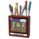 Londons Times Funny Animals Cartoons - Toadstools Frogs Who Drink Too Much - Tile Pen Holders-5 inch tile pen holder