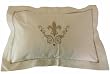 Cream and White Pillow and Insert with Fleur de Lis design