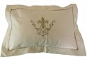 Cream and White Pillow and Insert with Fleur de Lis design