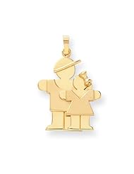 14k Yellow Gold Big Boy & Little Girl Engravable Charm. Metal Wt- 3.75g