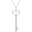 Sterling Silver Diamond Heart Key Necklace - 0.30 Ct.