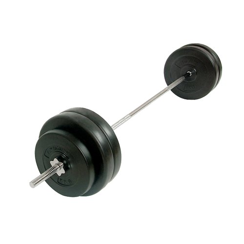 Physionics Barbell Set Triceps Bar w/ Weight Plate Disc Home Weightlifting Training 56.5 kg