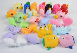 30 Sea Life Fugu Fish Penguin Crab Octopus Shell Japanese Erasers TRC Dream