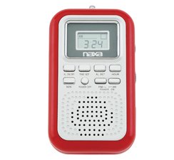 Naxa NX-716 Digital AM/FM Mini Radio with Built-in Speaker- Red