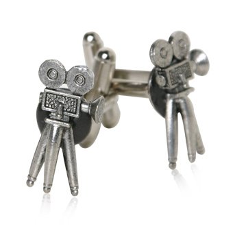 Hollywood Movie Camera Pewter Silver Cuff Links with Presentation Box