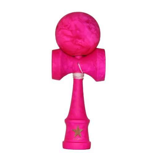 Full Marble Pink Rubberized Super Kendama, Super Sticky, Japanese Wooden Toy, Free String, USA Seller
