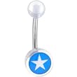 Clear Acrylic White Star Logo Belly Button Ring