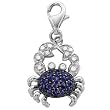 14K White Gold Sapphire Crab Charm