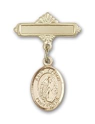 Gold Filled Baby Badge with St. Aaron Charm and Polished Badge Pin