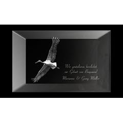 3D Glaskristall XL ideal zur Geburt! Mit einem Storch und Ihrem pers�nlich eingraviertem Wunschtext!