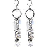 Burnished Silver LUCITE BEAD SHELL Drop Earrings