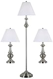 New Hope 3-pack Lamp Set Wht Fabrc Shade Brushed Steel