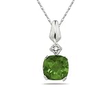 1CT Peridot & Diamond Pendant in White Gold