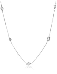Sterling Silver Cubic Zirconia Multi-Shape Station Necklace
