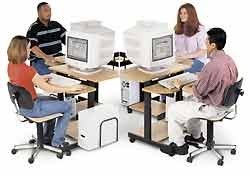 Balt - 48072 - Clustable Clustered Classroom Workstation - Blue - Four Desks