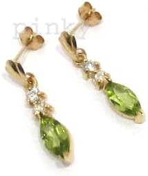New 9CT Gold Peridot Marquise Cut &amp; Cubic Zirconia Drop Earrings BNIB (GD1390) GOLD EARRING / Gold Jewellry (MADE IN UK WITH HIGH QUALITY)