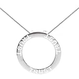 Sterling Silver TRUST Open Circle Pendant on 16-18in Adjustable Chain Necklace