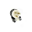 Leviton 5466-CA 20 Amp, 250 Volt, Straight Blade, Angle Plug, Industrial Grade, Grounding, Black-White