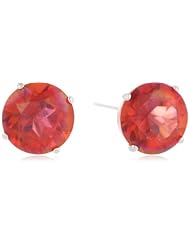 10k Gold Round-Cut Mexican Fire Opal Colored Topaz Earrings (6mm)