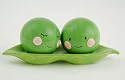 Two Peas in a Pod Salt & Pepper Shaker Set, Magnetic, Green & Pink Ceramic