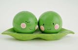 Two Peas in a Pod Salt & Pepper Shaker Set, Magnetic, Green & Pink Ceramic