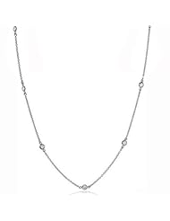 Bling Jewelry 925 Sterling Silver CZ By The Inch Florence Necklace 24in