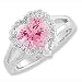 Engagement Ring w/ Pink Heart Cubic Zirconia in Sterling Silver Engagement Ring w/ Pink Heart Cubic Zirconia in Sterling Silver