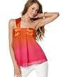 XOXO Printed Ombre One-Shoulder Tank Blouse with Bow