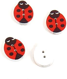Price per 20 Pieces Sewing Sew On Buttons AKRD7 Four Ladybugs for clothes in bulk wood Crafts Boutons