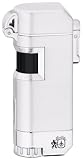Colibri Quantum Trident QTR830003 Satin Silver and Polished Silver Lighter